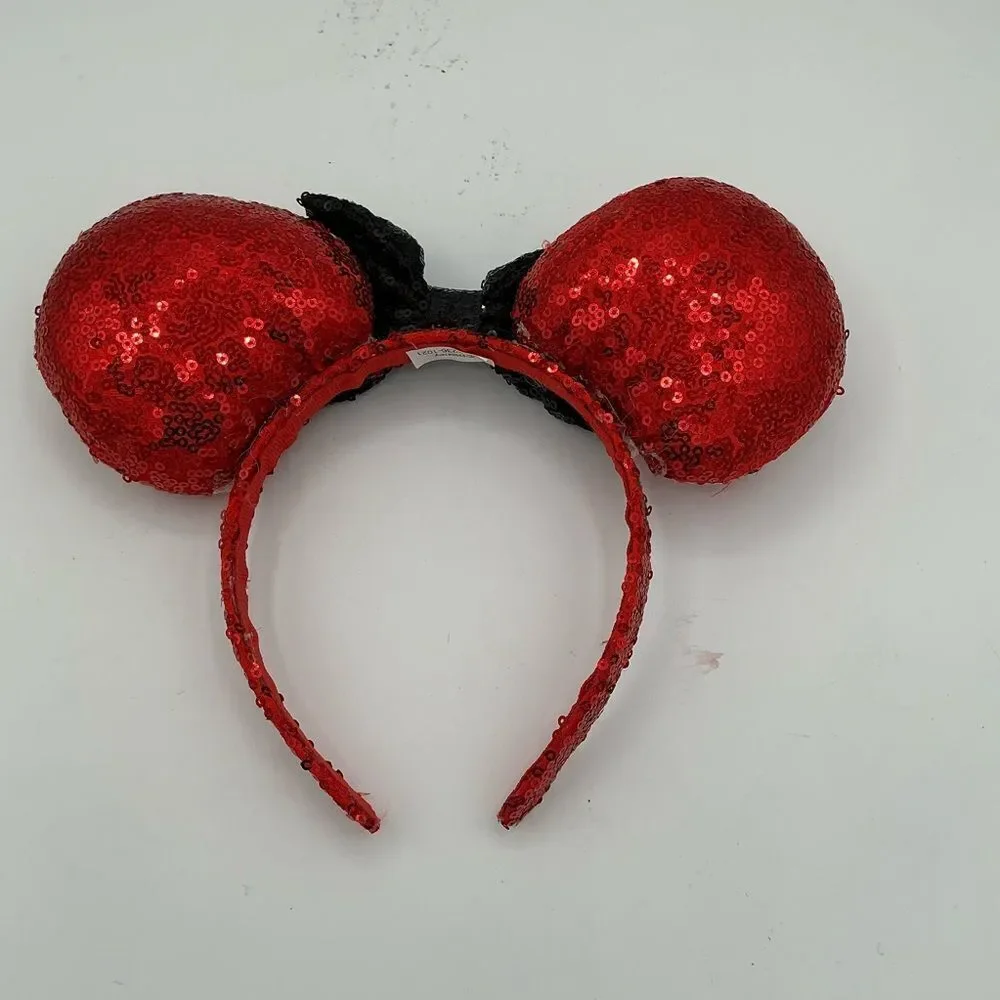 Disney Parks Minnie Mouse red and white polkadot sequin ears
